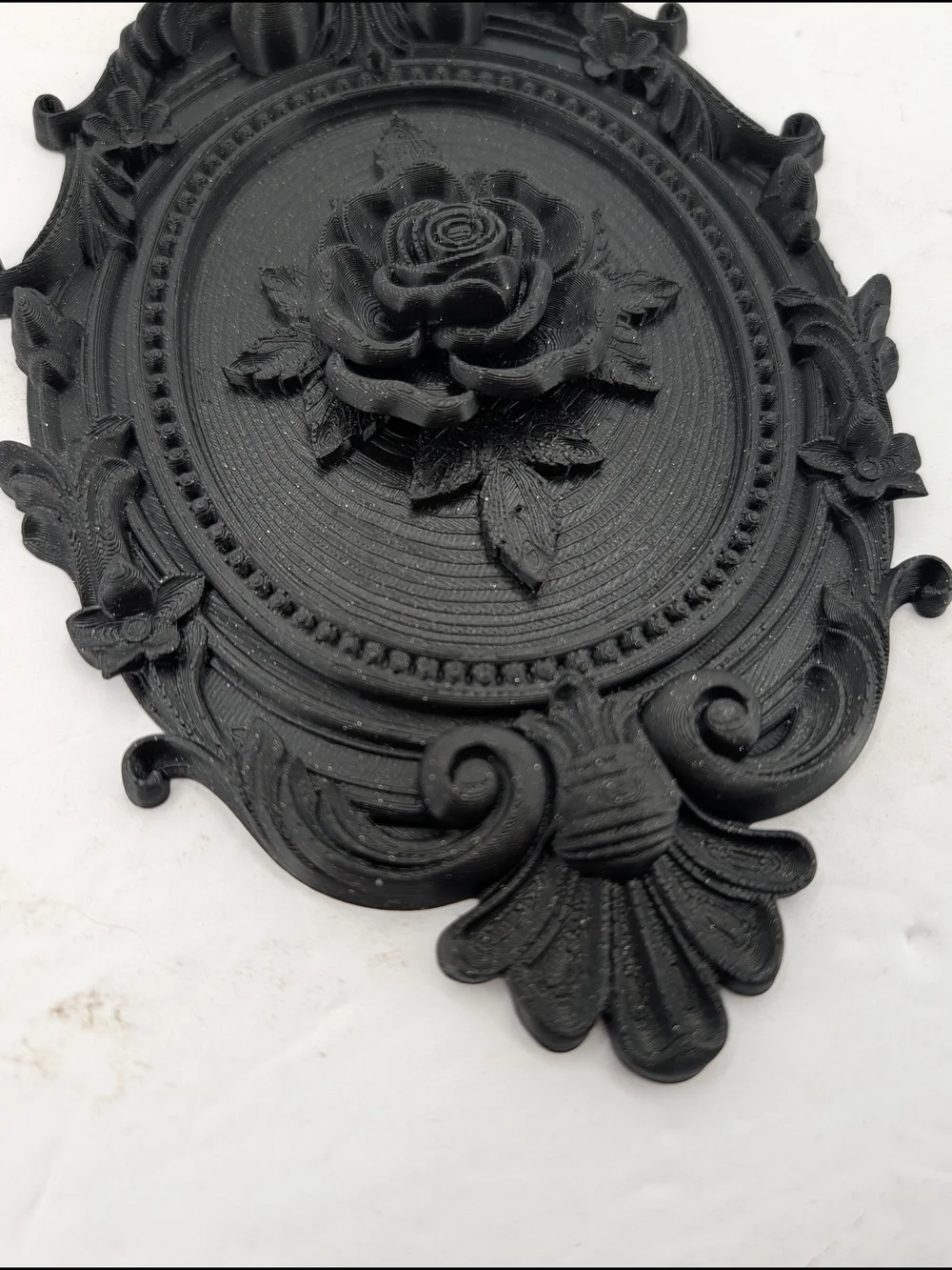 Black Floral Oval Wall Plaque - Decorative Home Wall Decor